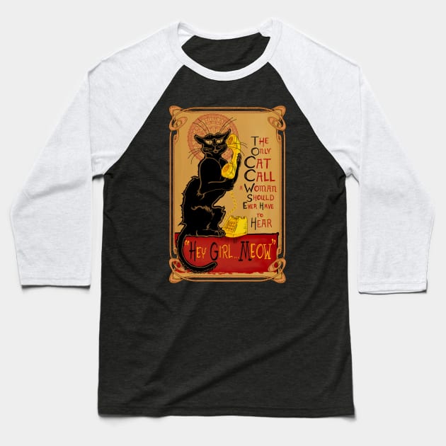 Cat Call Baseball T-Shirt by NateJonesDesign